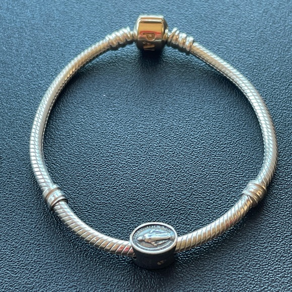 Miraculous Medal Sterling Silver Charm - PANDORA Bracelet Compatible - Picture 7 of 8